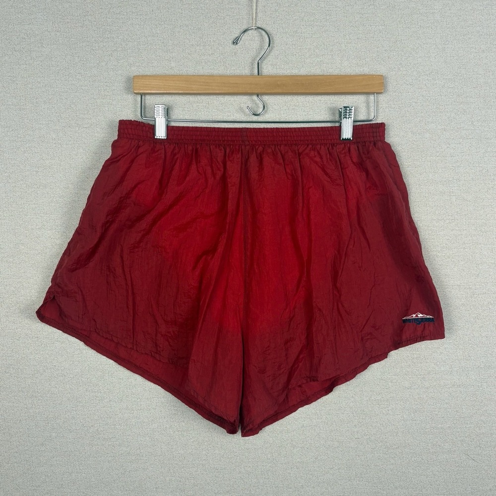 Vtg 90s White Sierra Nylon Shorts Mens XL Red Built In Brief Retro Gym Hong Kong